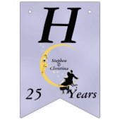 Happy Anniversary Couple on Crescent Moon Stars Wimpelkette (Erste Fahne)