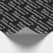 Happy Anniversary Couple's Names Black and White Geschenkpapier (Ecke)