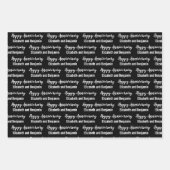 Happy Anniversary Couple's Names Black and White Geschenkpapier Set (Vorderseite)