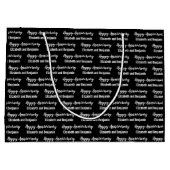 Happy Anniversary Couple's Names Black and White Große Geschenktüte (Rückseite)