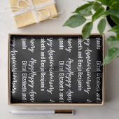 Happy Anniversary Couple's Names Black and White Seidenpapier (Geschenk)