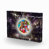 Happy Anniversary Custom Acrylic| Purple Light Bur Fotoblock (Rechts)