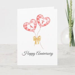 Happy Anniversary - Custom Letter On Red Balloon Karte