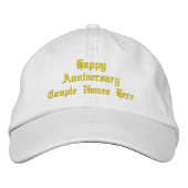 Happy Anniversary Custom Text Couple Names Hats Bestickte Baseballkappe (Vorderseite)