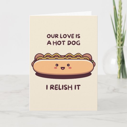 Happy Anniversary Cute Funny Simple Hotdog Card Karte (Vorderseite)