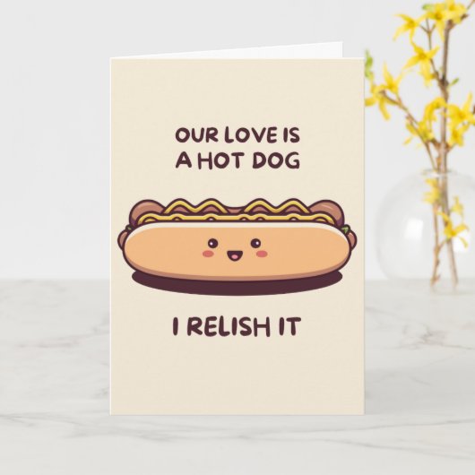 Happy Anniversary Cute Funny Simple Hotdog Card Karte (Gelbe Blume)