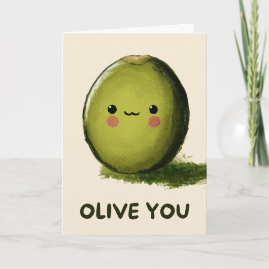 Happy Anniversary Cute Funny Simple Olive Card Karte (Vorderseite)