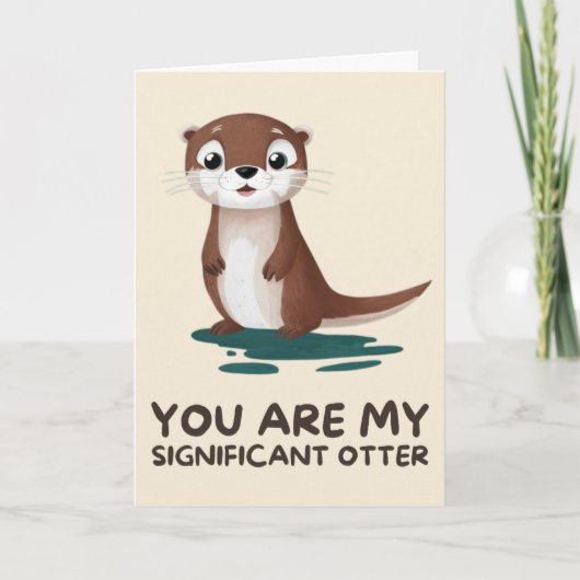 Happy Anniversary Cute Funny Simple Otter Card Karte (Vorderseite)