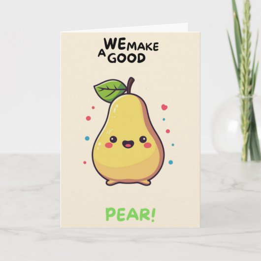 Happy Anniversary Cute Funny Simple Pear Card Karte (Vorderseite)