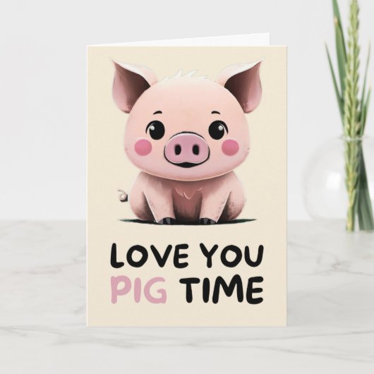 Happy Anniversary Cute Funny Simple Pig Card Karte (Vorderseite)