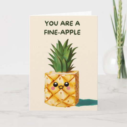 Happy Anniversary Cute Funny Simple Pineapple Card Karte (Vorderseite)