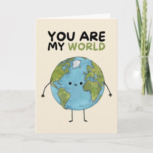 Happy Anniversary Cute Funny Simple World Card Karte (Vorderseite)