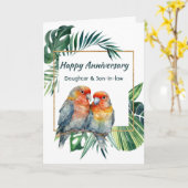 Happy Anniversary Daughter & Son-in-law Parrots Karte (Gelbe Blume)