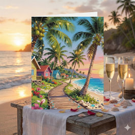 Happy Anniversary Day | Romantic Poem Coastal  Karte