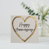 "Happy Anniversary" Design mit Goldenem Herzen (Stehend Vorderseite)