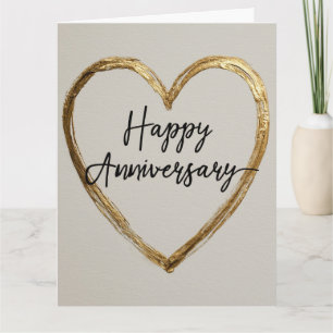 "Happy Anniversary"-Design mit goldenem Herzen Karte