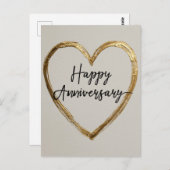"Happy Anniversary" Design mit Goldenem Herzen Postkarte (Vorne/Hinten)
