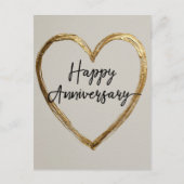 "Happy Anniversary" Design mit Goldenem Herzen Postkarte (Vorderseite)