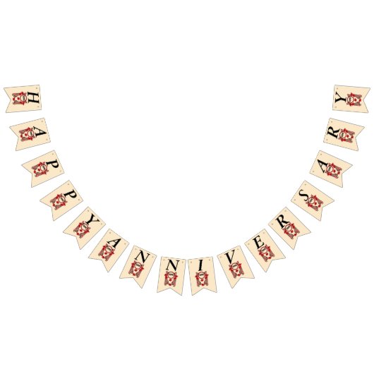 Happy Anniversary Dreaming Rote Blume Schmetterlin Wimpelkette (Alle)