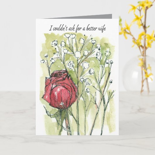 Happy Anniversary Ehefrau Rote Rose Gipskraut Karte (Gelbe Blume)