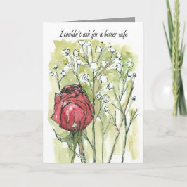 Happy Anniversary Ehefrau Rote Rose Gipskraut Karte