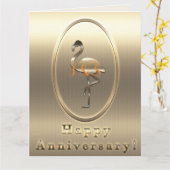 Happy Anniversary Flamingo Monogram Karte (Gelbe Blume)