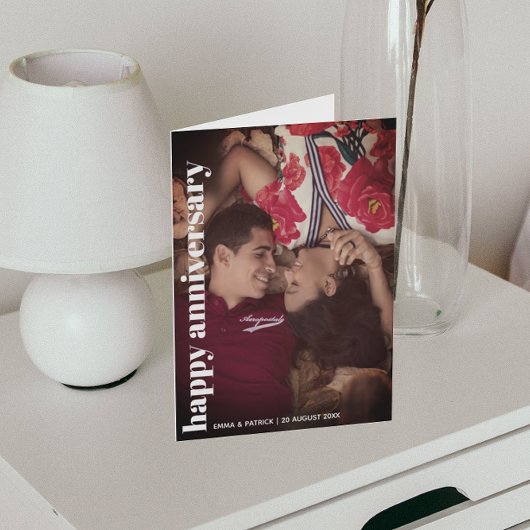 Happy Anniversary Foto Trendy Romantic Card Dankeskarte