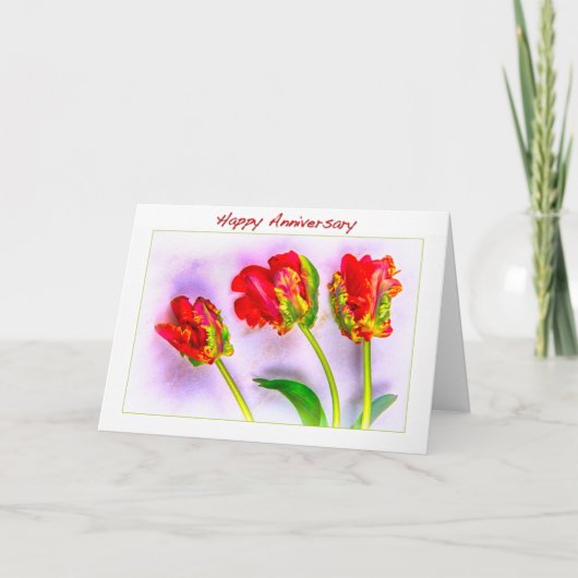 Happy Anniversary French Tulips Card Karte (Vorderseite)