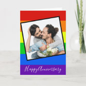 Happy Anniversary Gay Couple Foto Custom Rainbow Karte (Vorderseite)