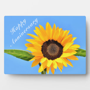 Happy Anniversary - Gelbe Sonnenblume auf blauem H Fotoplatte