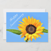 Happy Anniversary - Gelbe Sonnenblume auf blauem H Karte (Vorderseite)