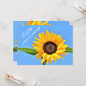 Happy Anniversary - Gelbe Sonnenblume auf blauem H Karte (Vorderseite/Rückseite Beispiel)