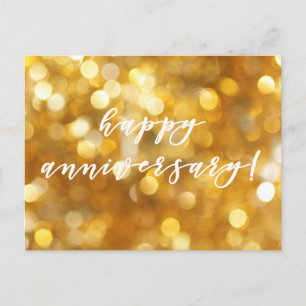 Happy Anniversary Glamour Gold Glitzern Postcard Postkarte