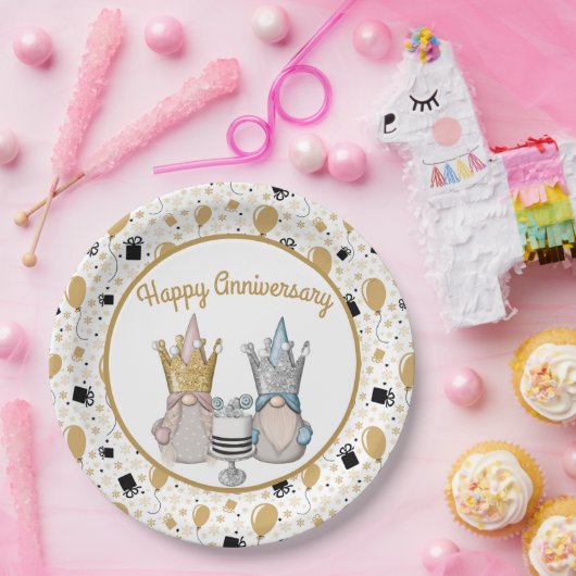 Happy Anniversary Gnomes Pappteller (Party)