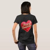 Happy Anniversary Gold Cursive Lettering T-Shirt (Schwarz voll)
