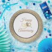 Happy Anniversary Gold Glitzer 9" Paper Teller (Party)