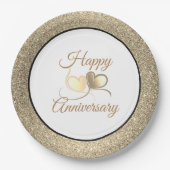 Happy Anniversary Gold Glitzer 9" Paper Teller (Vorderseite)