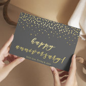 Happy Anniversary - Gold Script & Confetti Postkarte