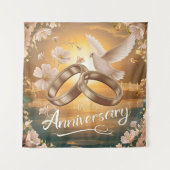 Happy Anniversary Gold Wandteppich (Vorderseite)