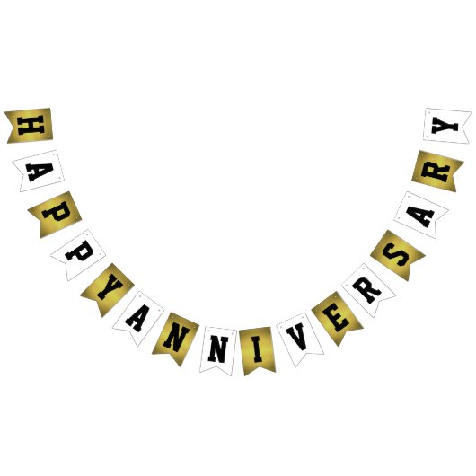 Happy Anniversary Golden and White Wimpelkette (Alle)