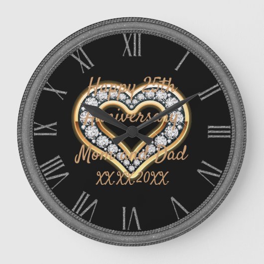 Happy Anniversary Große Wanduhr (Vorderseite)
