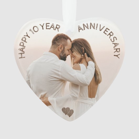 Happy Anniversary Heart individuell anpassbar Ornament (Vorderseite)