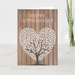 Happy Anniversary Heart Wood Hikingduck Karte