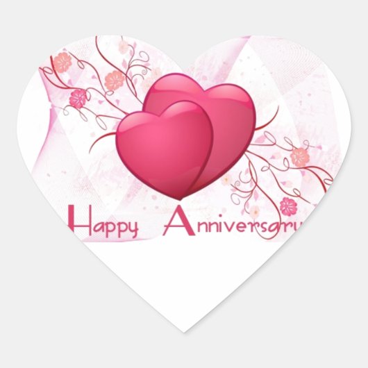 Happy Anniversary Hearts Herz-Aufkleber (Vorderseite)