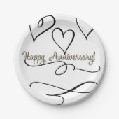 Happy Anniversary Hearts Pappteller (Vorderseite)