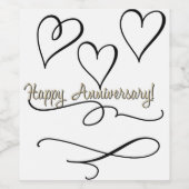 Happy Anniversary Hearts  Weinetikett (Einzelnes Label)