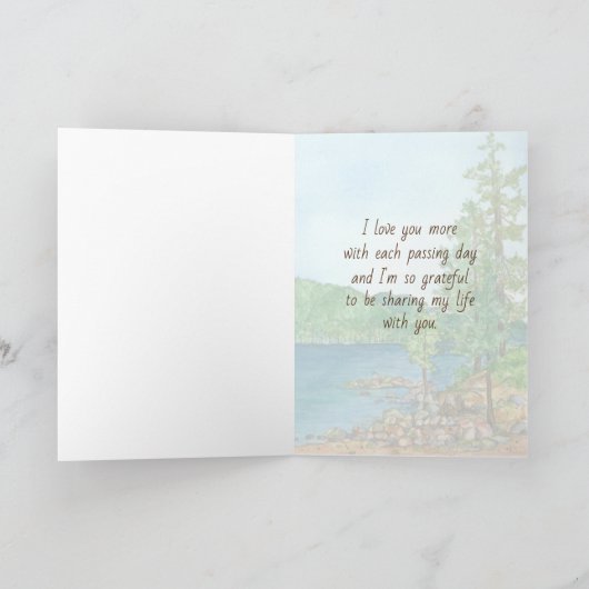 Happy Anniversary Husband Mountain Lake Karte (Innenseite)