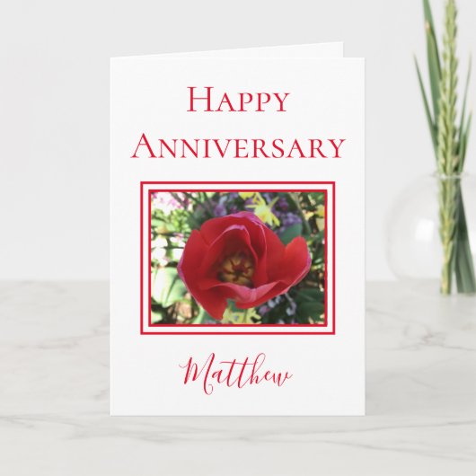 Happy Anniversary Husband Rote Rose Karte (Vorderseite)