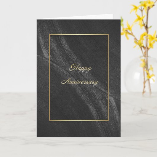 Happy Anniversary in Basic Black Karte (Gelbe Blume)