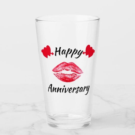 HAPPY ANNIVERSARY KISS GLAS (Vorderseite)